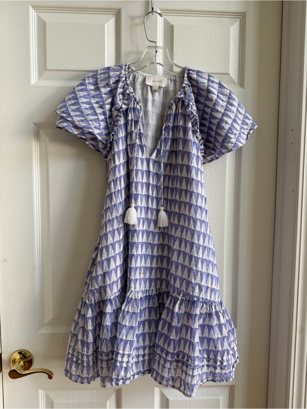 Cleobella Lavender Triangle-Print Tassel womens dress💜
